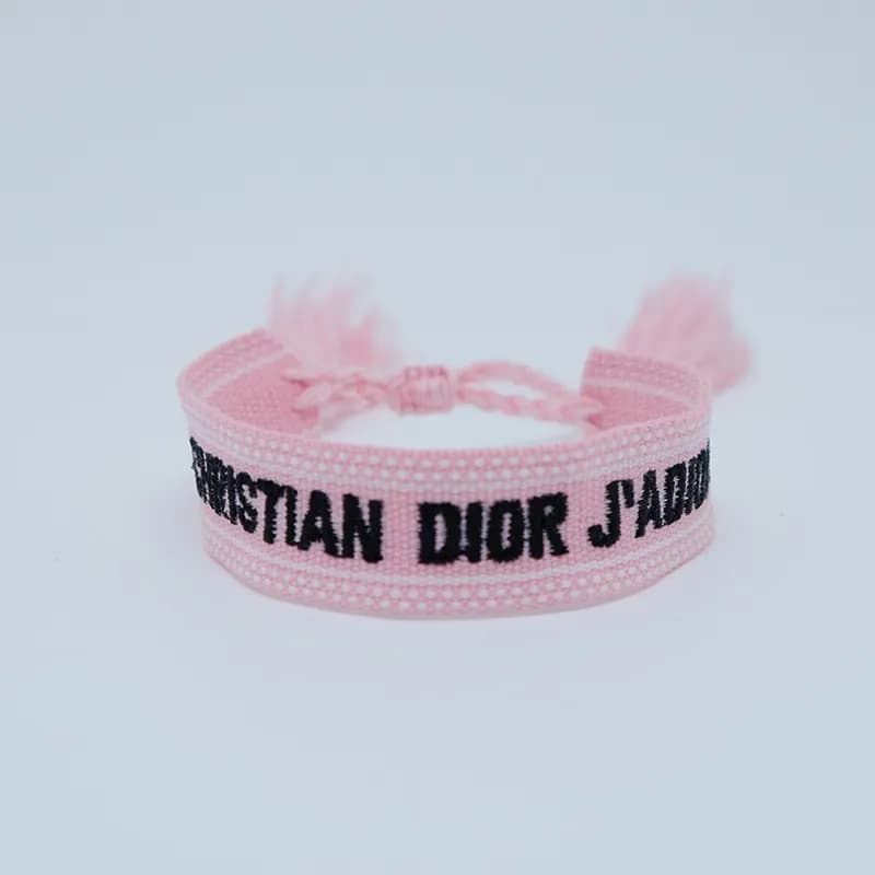 Dior J'Adior Woven Bracelet Pink with Black Logo — 22#
