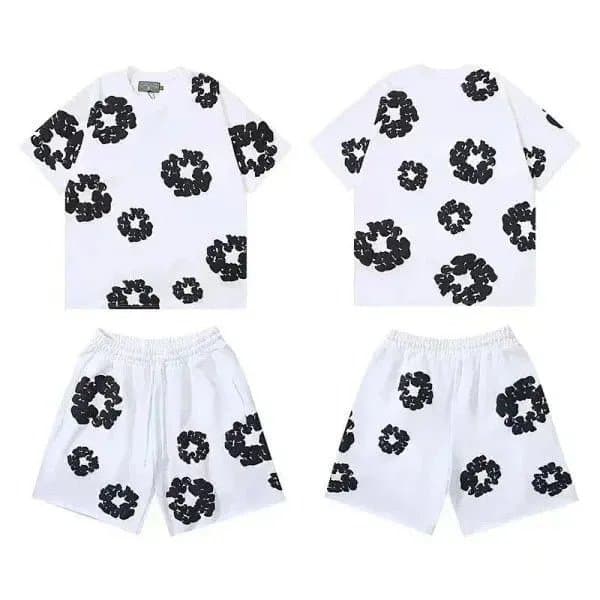 Balenciaga Printed T-Shirt and Shorts Set Floral Logo Print