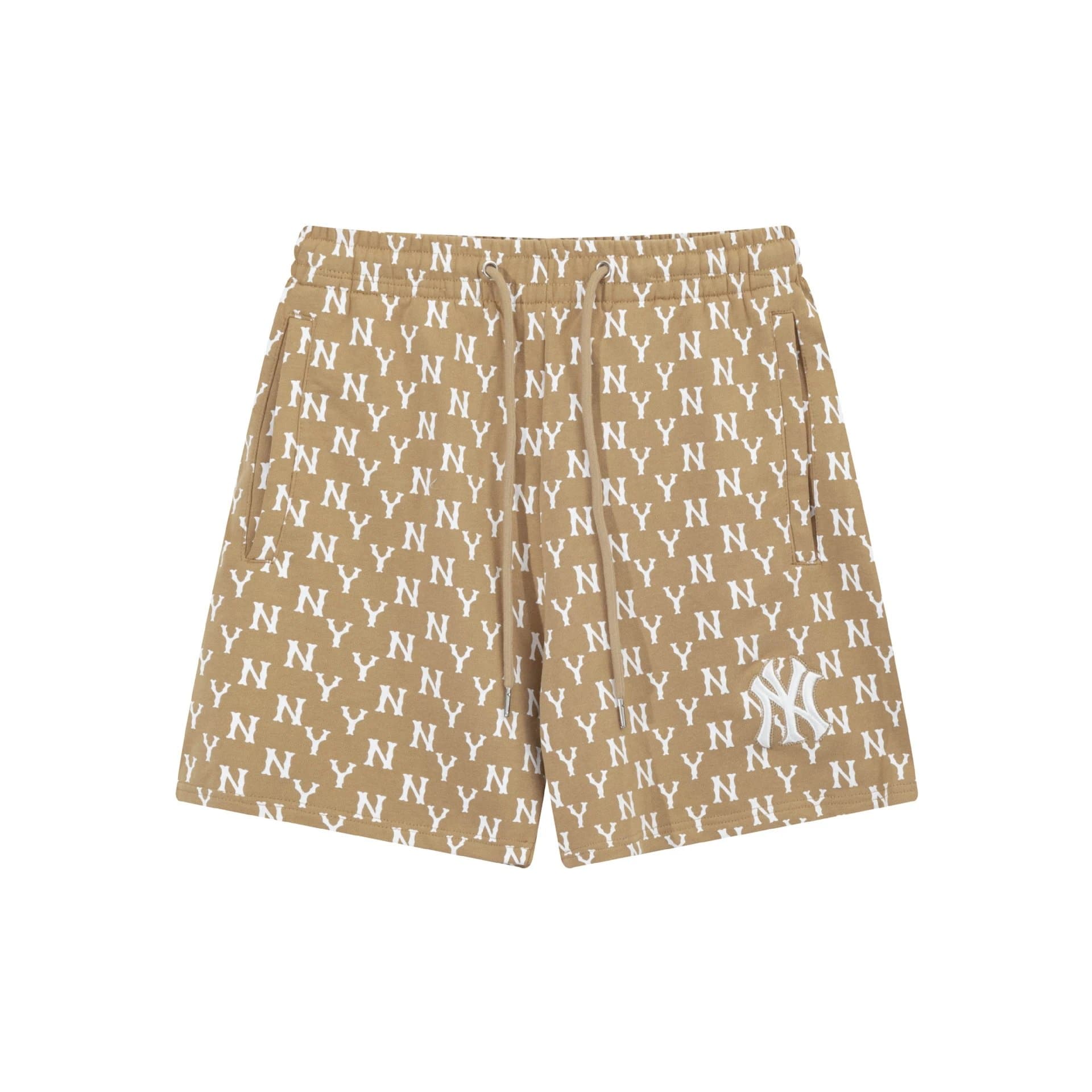 BAPE Logo Print Shorts Diamond B Pattern — 920卡其