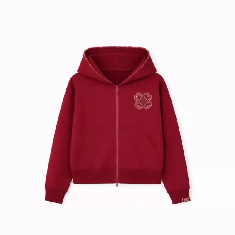 Gallery Dept. Zip-Up Hoodie Four-Leaf Clover Embroidery