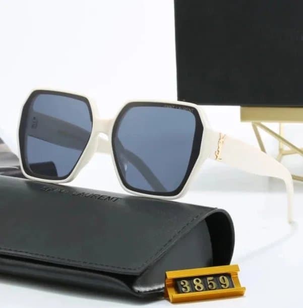Saint Laurent Square Sunglasses White Frame Grey Lens