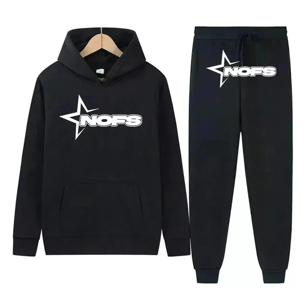 Corteiz Hoodie and Joggers Set NOFS Star Logo