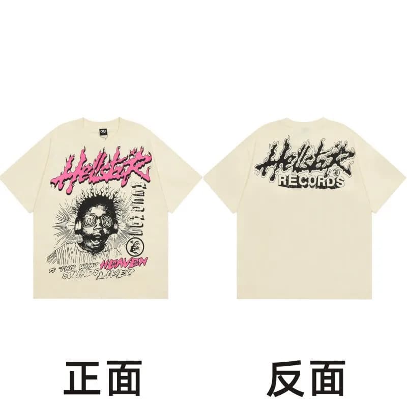 Hellstar Graphic Tee Alien Attack — 【280克优质】款式八（杏色）