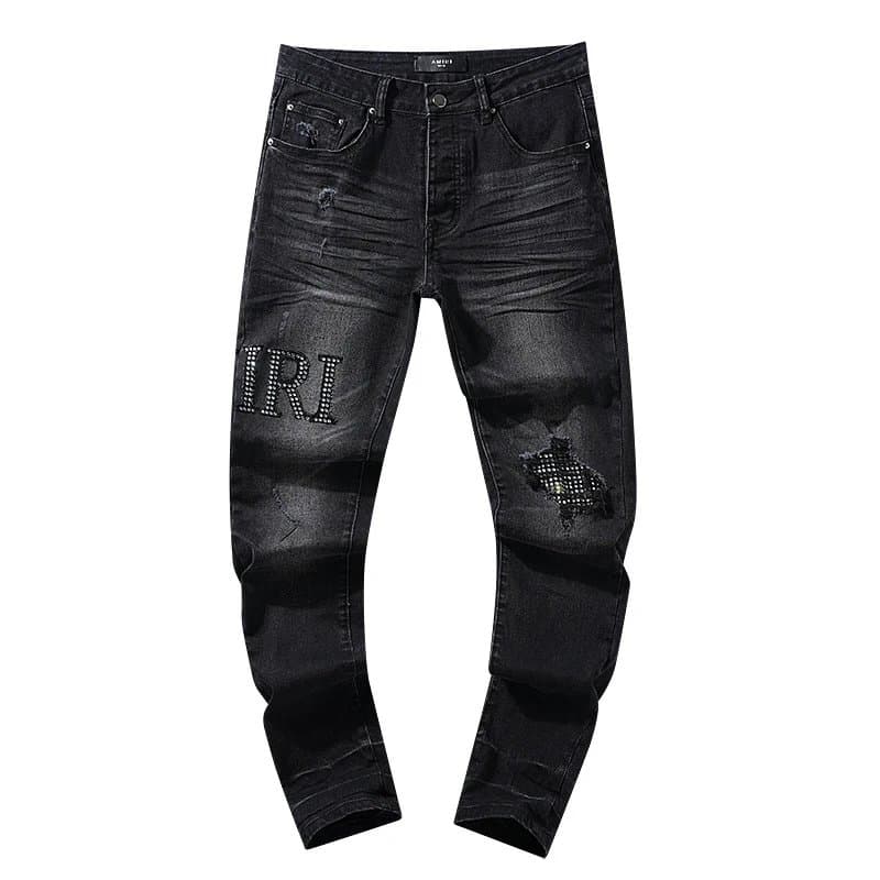 Amiri Distressed Jeans Logo Patch — AM310