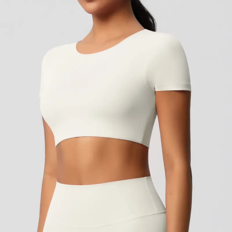 SKIMS Long Sleeve Crop Top Seamless — 7105 short sleeves-light ivory