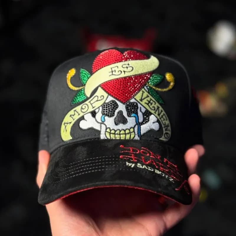Chrome Hearts Trucker Cap Skull & Heart Embroidery