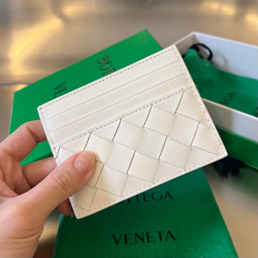 Bottega Veneta Intrecciato Cardholder Two-Tone — 白色