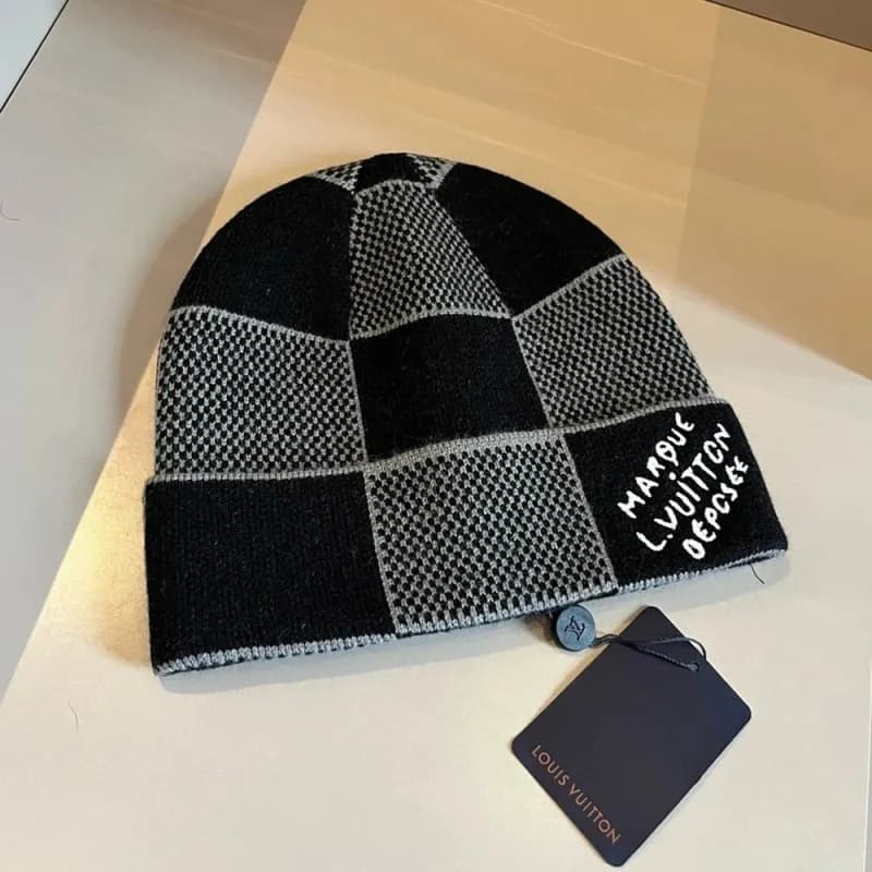Louis Vuitton Checkered Beanie Marque L.VUITTON Dépcée — 227# 黑灰