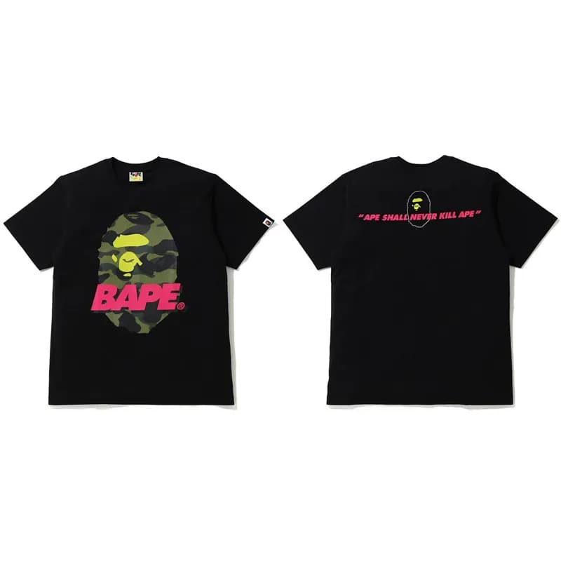 BAPE Camo Ape Head Tee Pink Logo