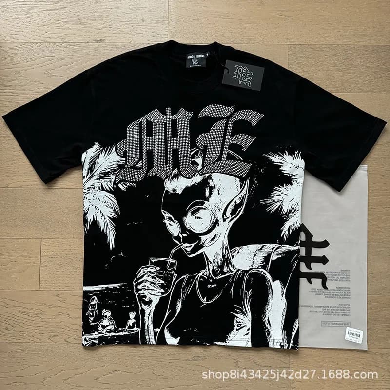 Anti Social Social Club Graphic Tee Alien Print — 0010黑