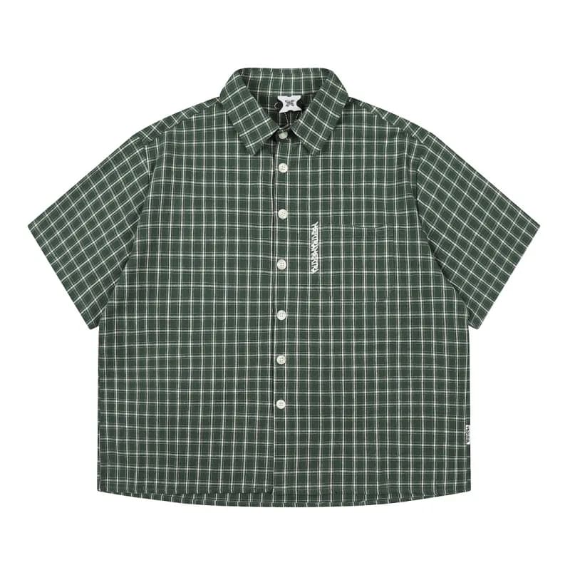 Gallery Dept. Short-Sleeve Button-Up Shirt Green Checkered