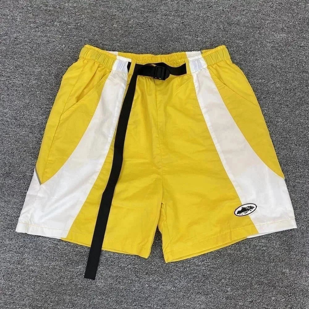 Off-White Industrial Belt Shorts Yellow White Panel