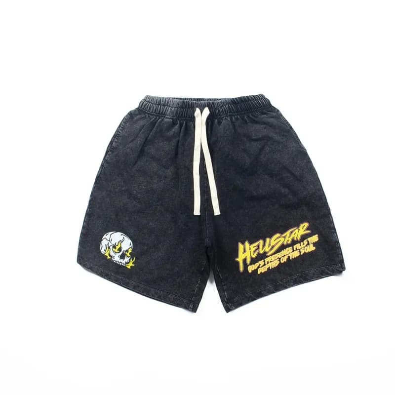 Hellstar Graphic Shorts Neon Green with Black Logo — 9090黑色