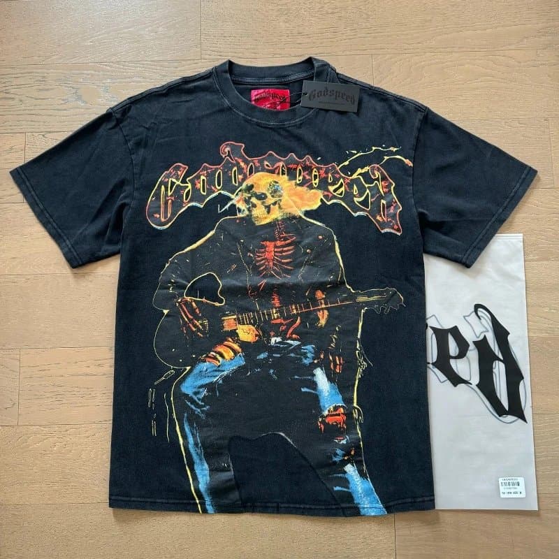 Godspeed Baseball Skeleton Tee Skeleton Graphic — 1008 Washed Black