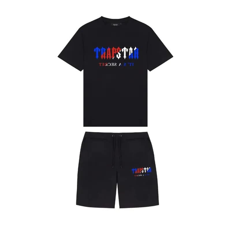 Trapstar Logo Tee & Shorts Set Orange Logo — 1