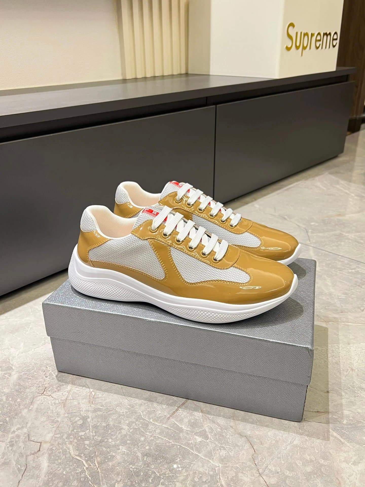 Prada Cloudbust Thunder White Mesh and Patent — 27