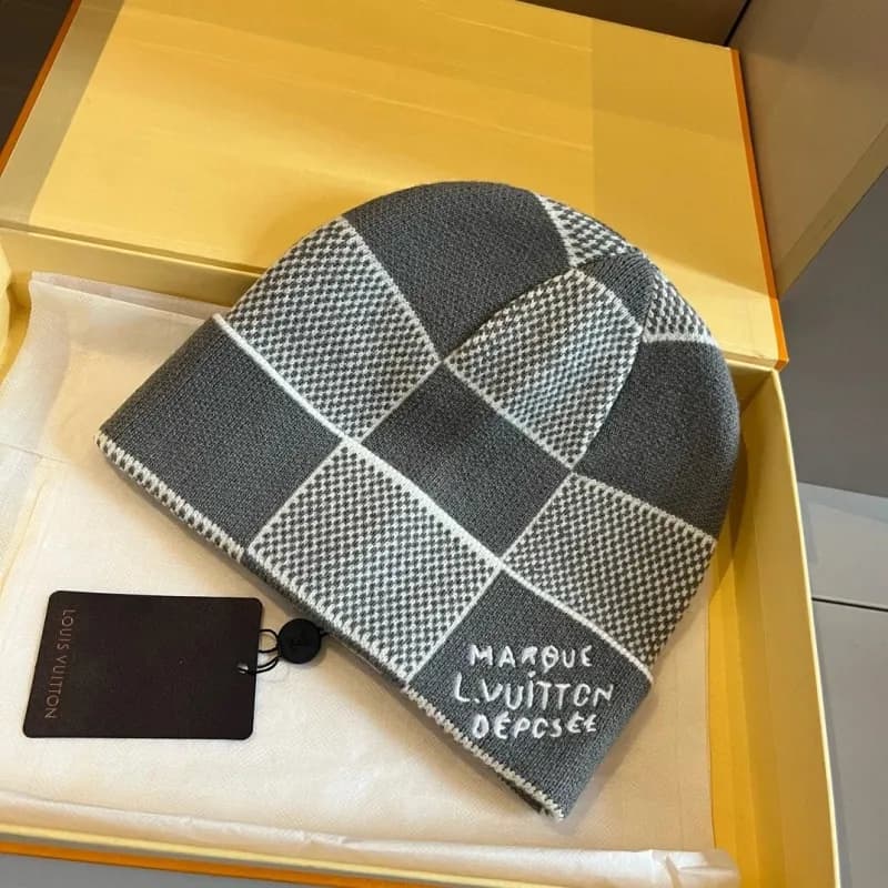Louis Vuitton Damier Graphite Scarf and Beanie Set Damier Graphite Monogram — 227# 灰色