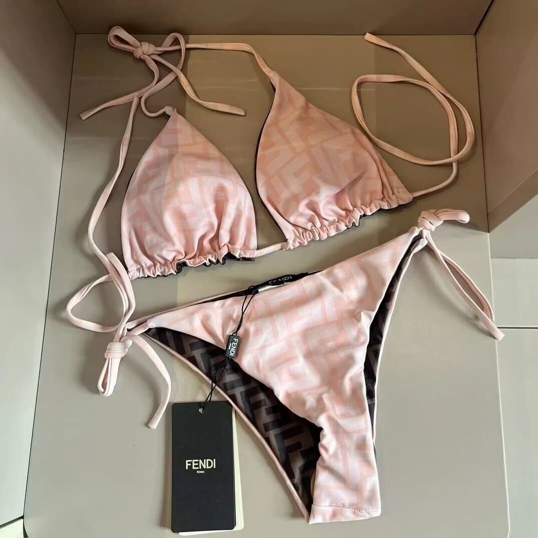 Fendi Triangle Bikini Set FF Logo Print