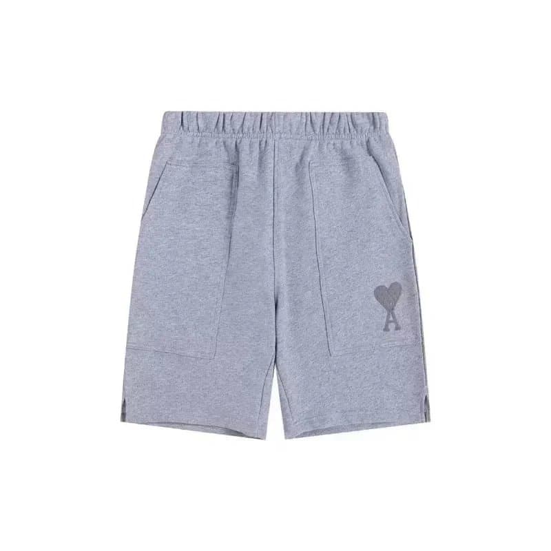AMI Paris Heart Logo Shorts Heather Grey