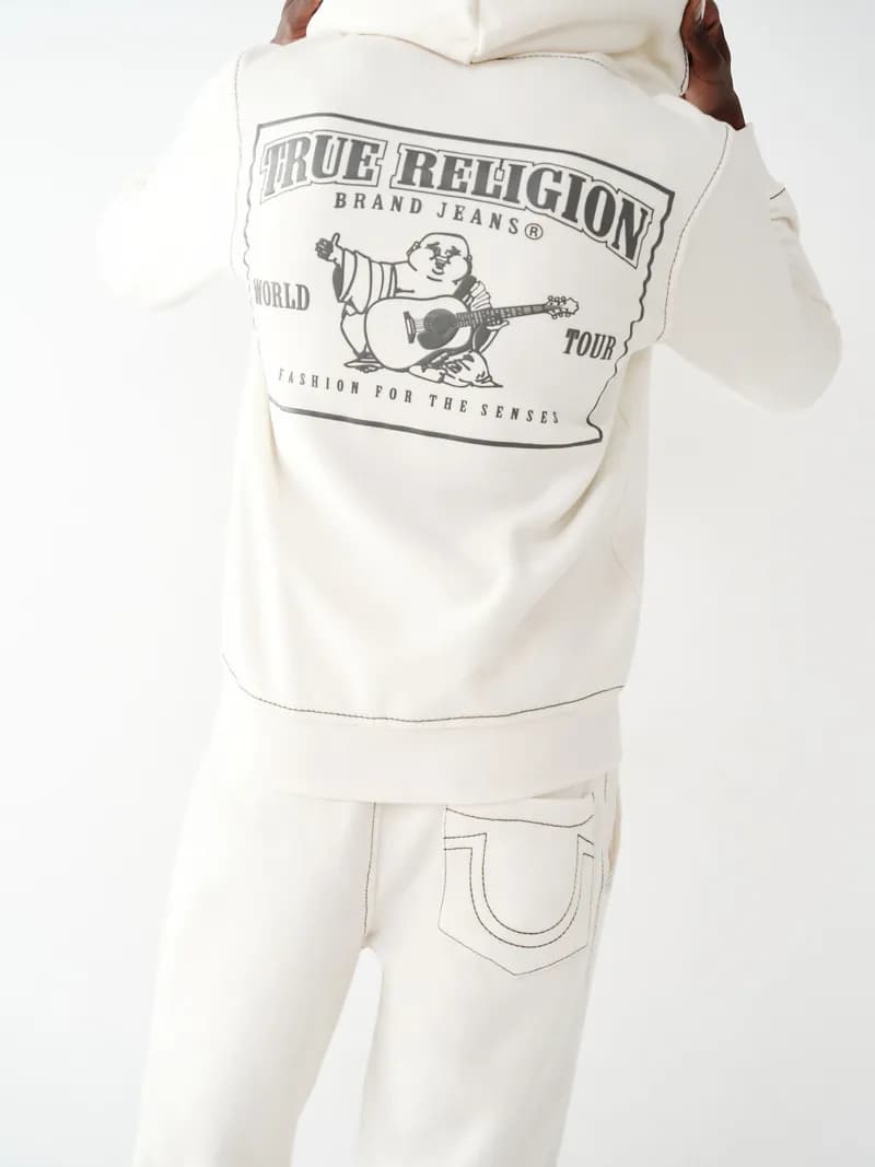 Hoodie and Joggers Set Solid Red — 米白色连帽衫