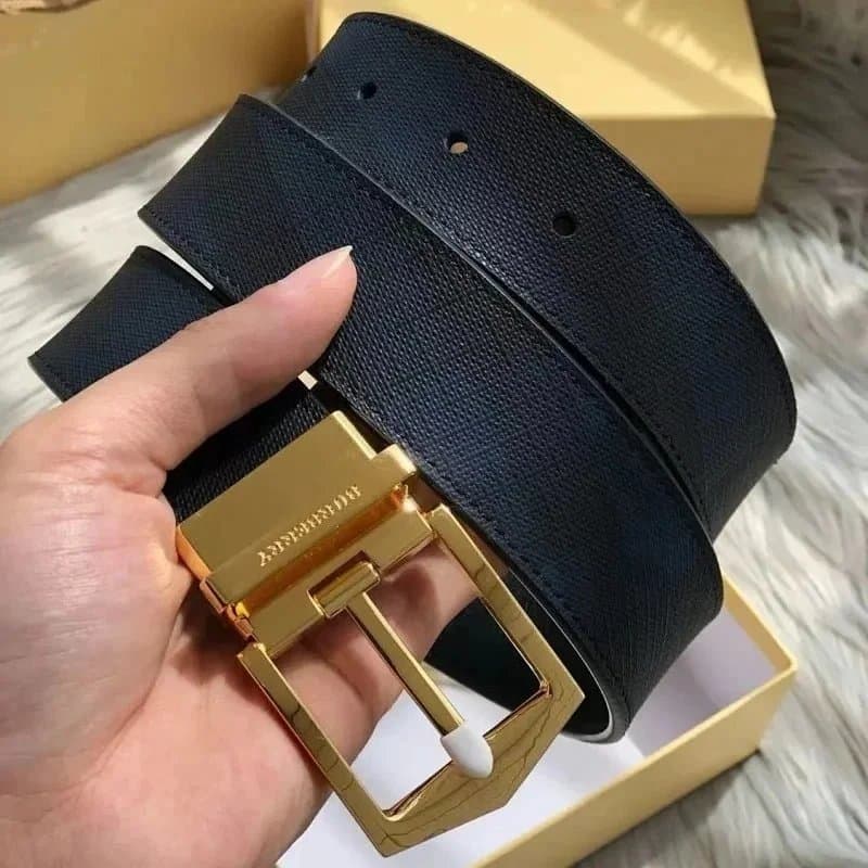 Burberry Reversible Leather Belt Checkered Logo — 12