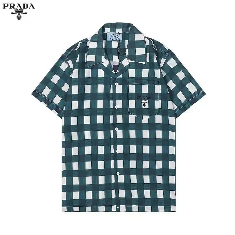 Prada Floral Print Shirt Daisy Pattern — 010204020-绿格
