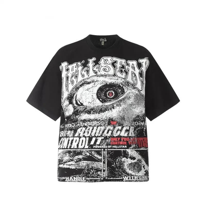 Graphic Tee Hellstar Face Print — H761黑色