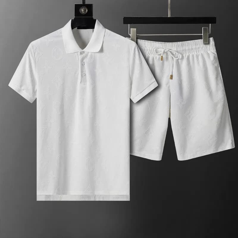 Louis Vuitton Polo and Shorts Set Monogram Jacquard — 6609套装白色