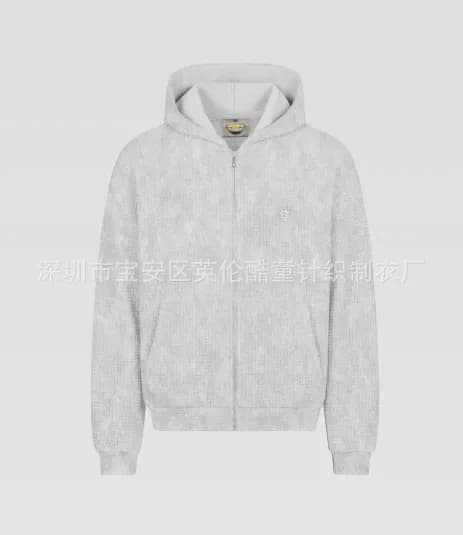 Zip-Up Hoodie Textured Knit