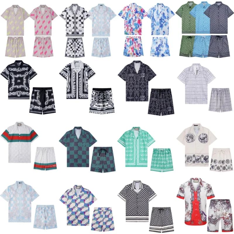 Balenciaga Checkered Short Set Geometric Print — M1粉色
