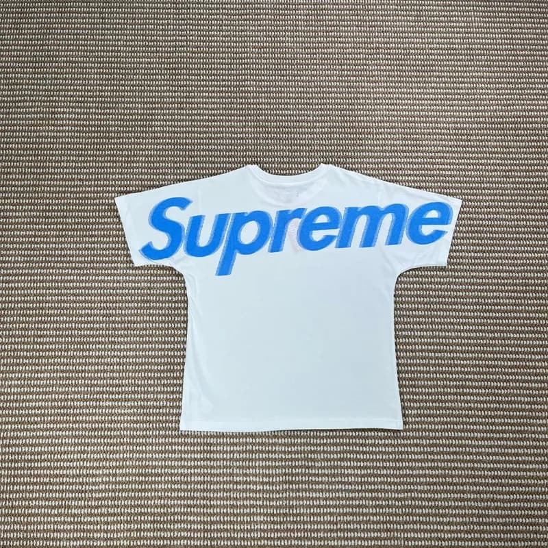Supreme × Marvel T-Shirt Spider-Man Box Logo — 白/蓝印
