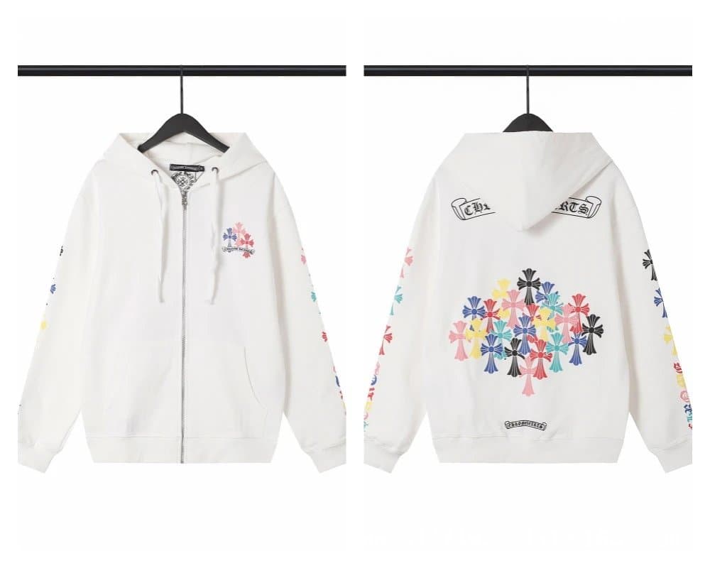 Chrome Hearts Zip-Up Hoodie Dagger Crest — 白5015