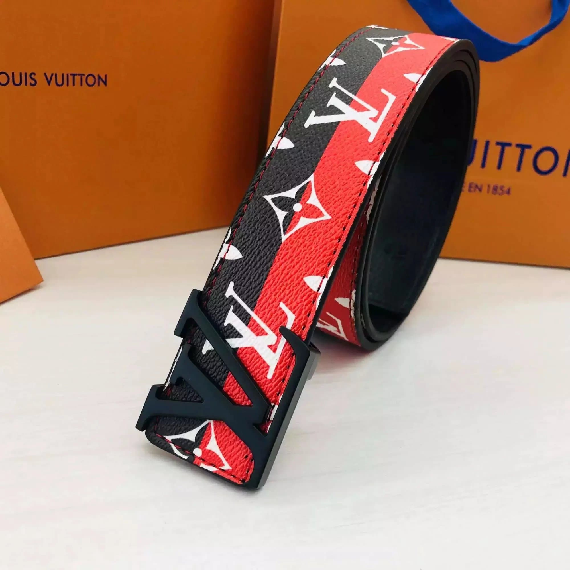 Louis Vuitton LV Belt Monogram Eclipse — 新款黑红黑扣