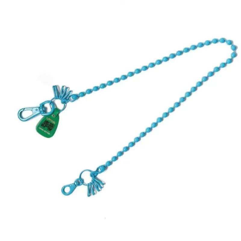 Broken Planet Ball Chain Keychain Turquoise with Green Tag