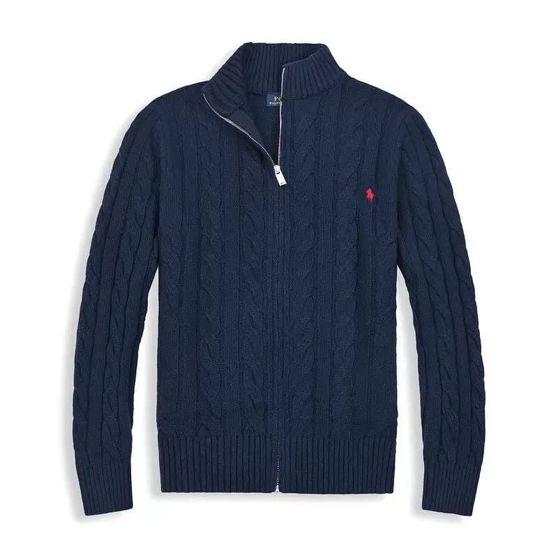 Polo Ralph Lauren Cable Knit Zip-Up Sweater Classic Navy