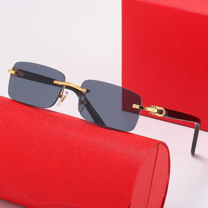 Ray-Ban Aviator Rimless Square — 带LOGO带盒子 · C1 金架 黑灰片