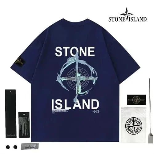 Stone Island Cotton T-Shirt Compass Logo Patch — STD-16