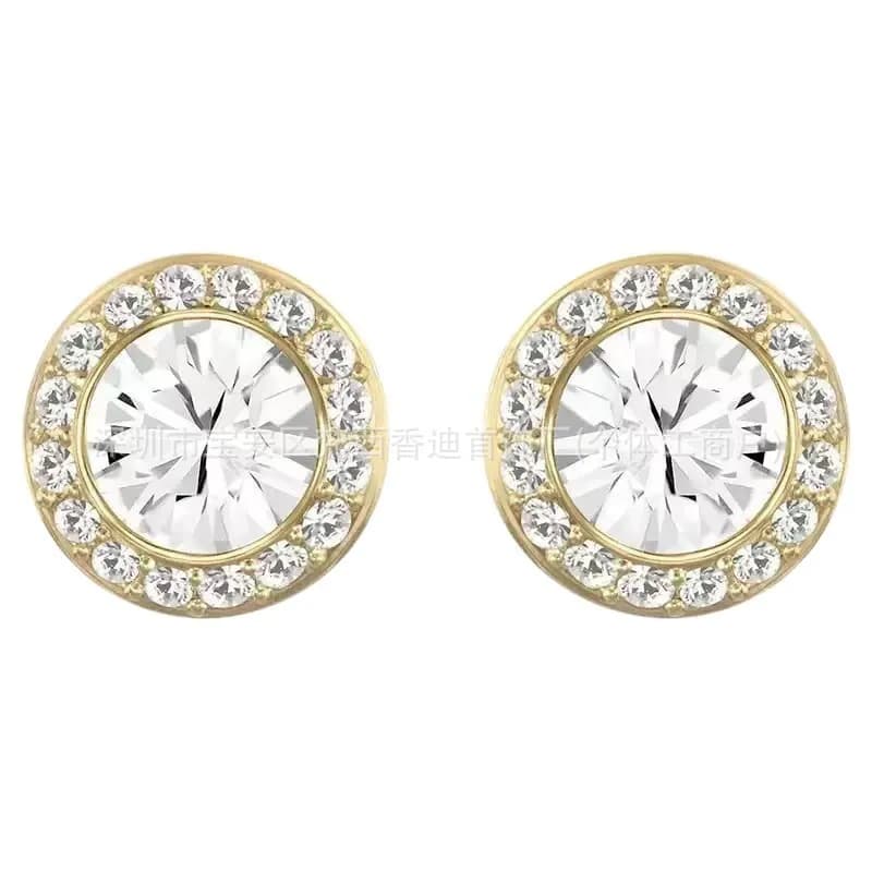 Chanel Crystal-Embellished Ring Pave Crystal — 白水晶罗马黄金耳钉