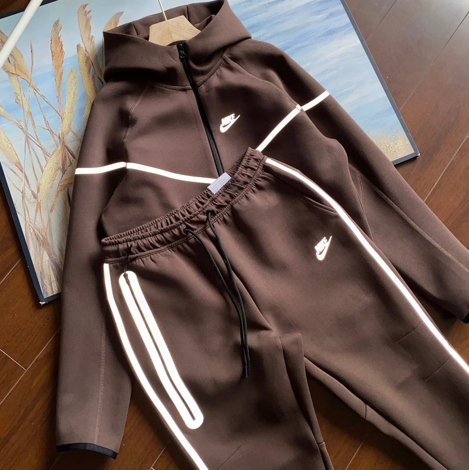 Nike Tech Fleece Hoodie and Joggers Reflective Stripe