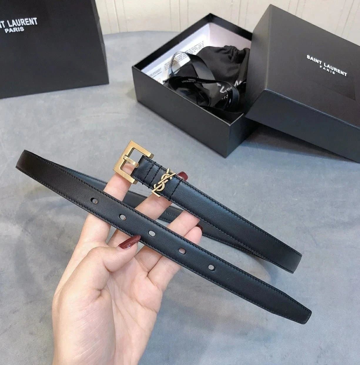 Saint Laurent Monogram Belt Gold Hardware