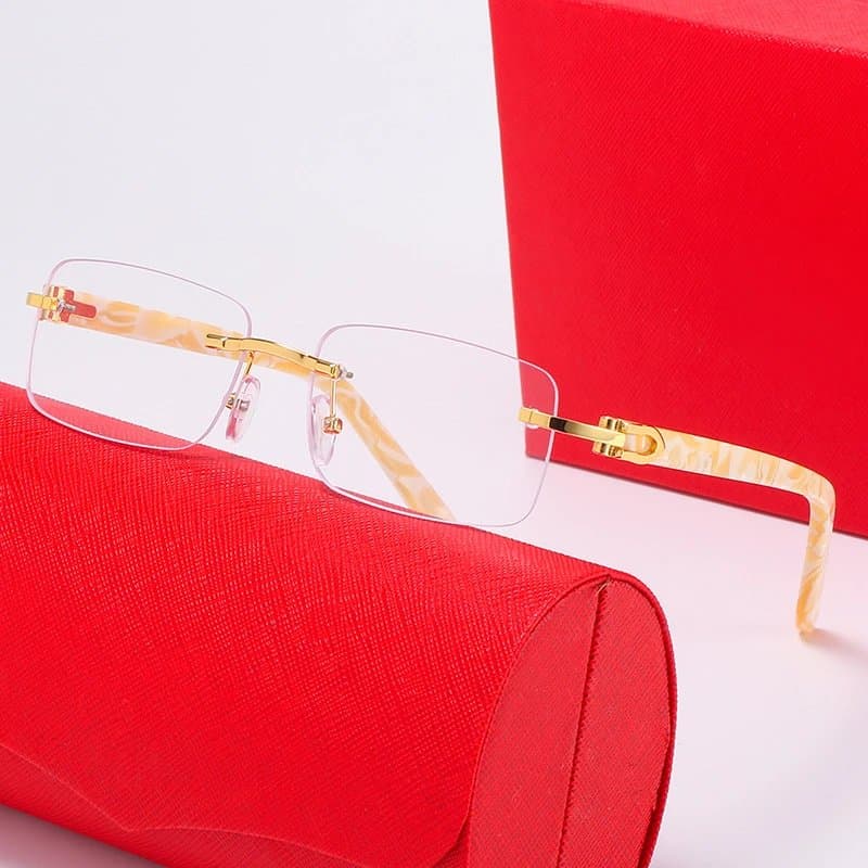 Cartier Sunglasses Rimless Square — 带LOGO带盒子 · C7 金架 平光镜