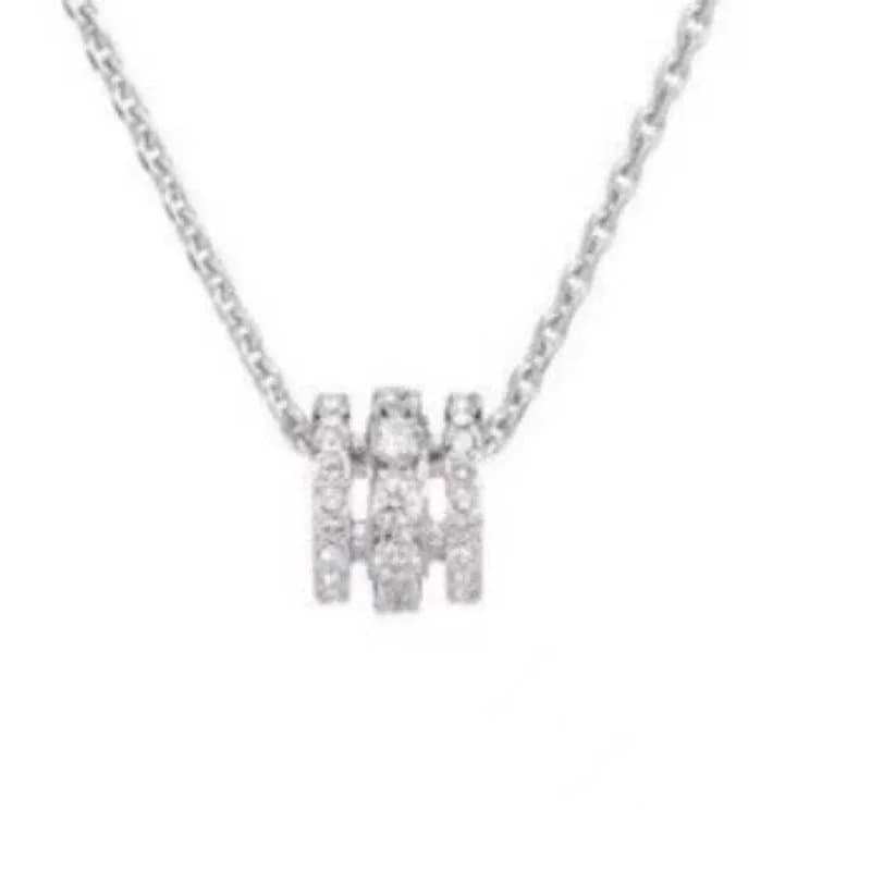 Hermès H Pendant Necklace Pave Diamond