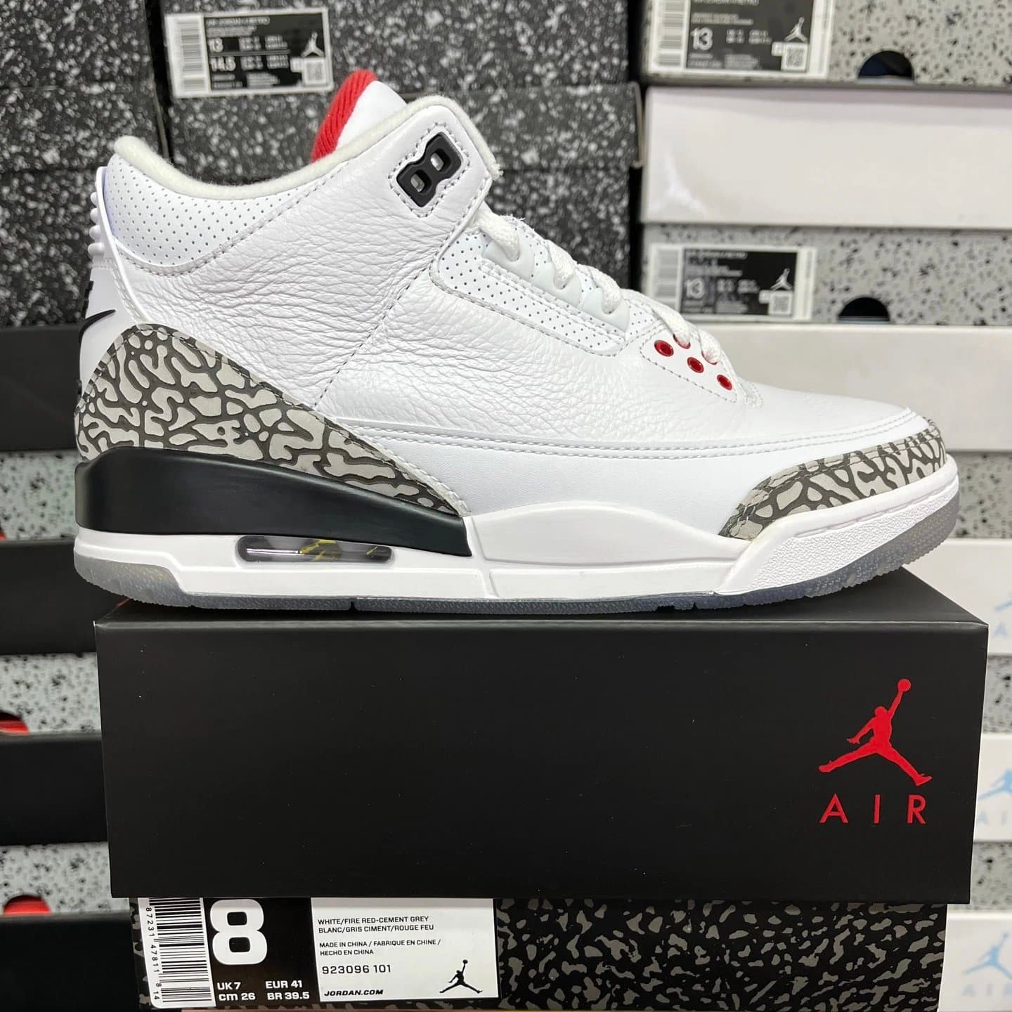 Air Jordan 3 White/Fire Red-Cement Grey