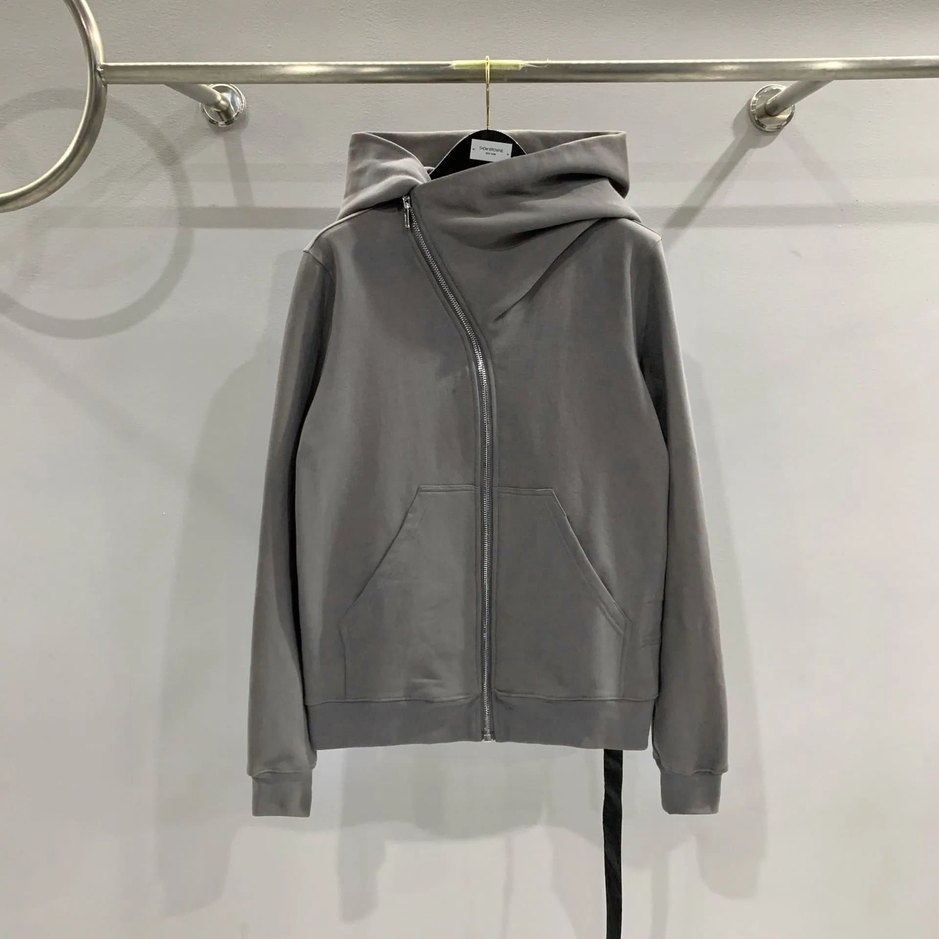 Rick Owens Zip-Up Hoodie Asymmetrical Collar