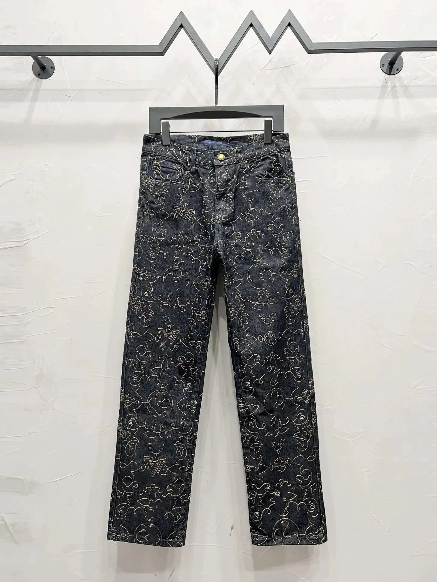 Louis Vuitton Denim Trousers Monogram Embroidery