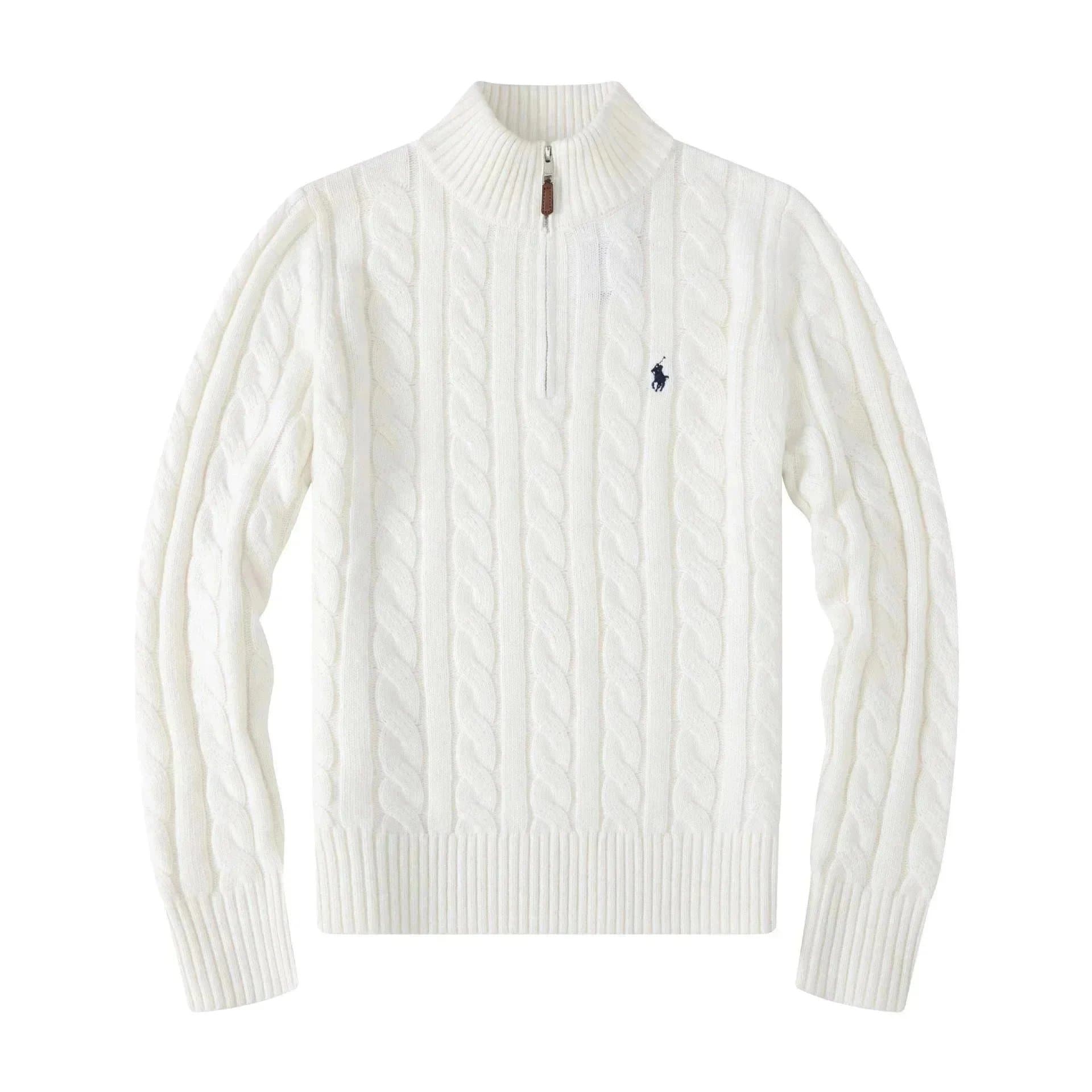 Polo Ralph Lauren Cable Knit Polo Navy — 拉链白色