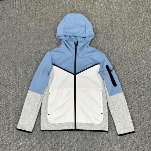 Nike Tech Fleece Hooded Jacket Reflective Chevron — 天蓝拼白上衣