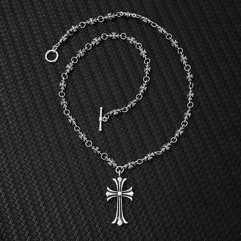 Chrome Hearts Cross Pendant Necklace Signature Cross with Star Motif Chain