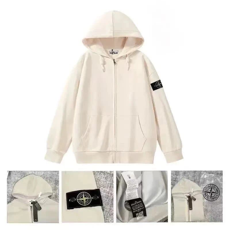 Stone Island Zip-Up Hoodie Compass Logo — 12