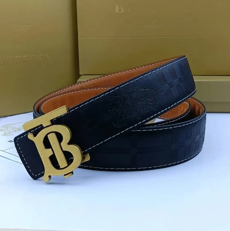 Burberry TB Logo Belt Checkered Leather